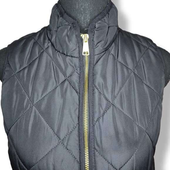 Love Tree Womens Sz Medium Black Quilted Vest Front Pockets-Full Zip - Picture 3 of 11